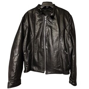 All American Rider Vintage Moto‎ Jacket Black Leather Quilt Lined Sz 46 USA